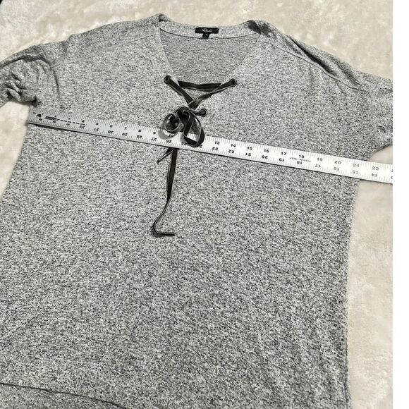Rails‎ Leigh Pullover Sweater Women's Small Gray Long Sleeve Lace Up Front - Picture 9 of 10